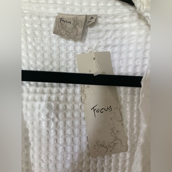 NWT FOCUS Waffle Swing Cardigan Jacket 100% preshrunk Cotton WHITE COASTAL MED - Picture 9 of 13